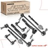 A-Premium Set of 8, Front Inner Outer Tie Rod End,