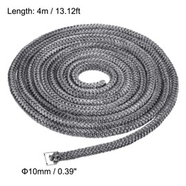 PATIKIL 4Mx10mm Fiberglass Rope Circular Braid Rope Glass Fiber High Temperature Stove Gasket Seal for Boiler Furnace Oven Kiln Casting, Black