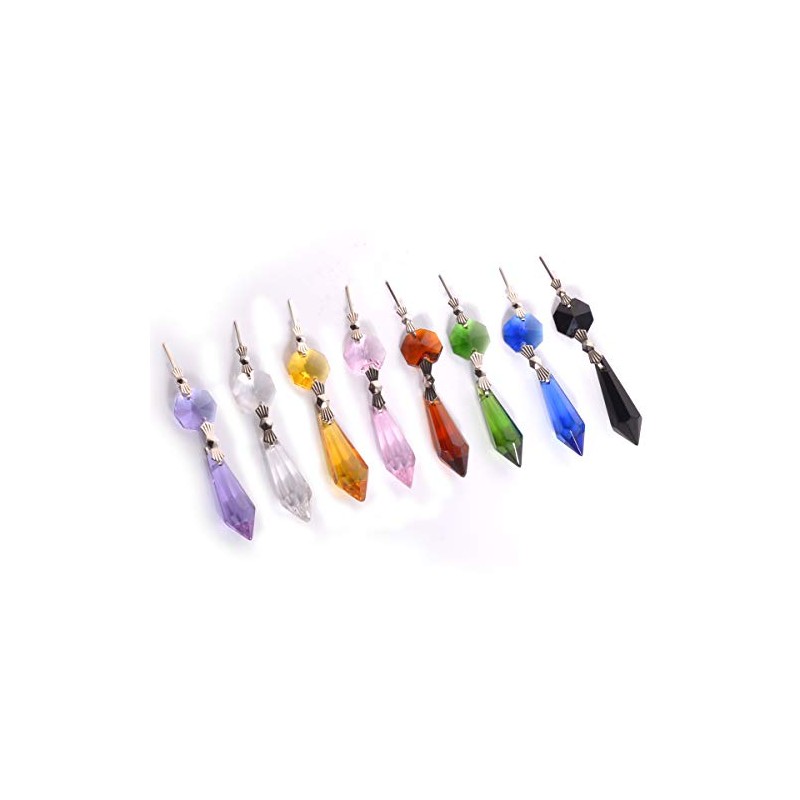 20pcs 38mm Replacement Black Chandelier Icicle Crystal Prisms Octogan Crystal