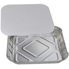Bakery Direct 25 x Large Aluminium Foil Recyclable Food Containers 9" X 9" X 2" With Foil Lids & Free Disposable Piping Bag!