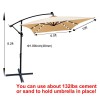 Rectangle 2x3M Outdoor Solar Powered LED Lighted Patio Umbrella Waterproof