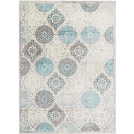 Home Dynamix Boho Celeste Transitional Damask Area Rug, Grey/Blue, 2'7"x4'7"