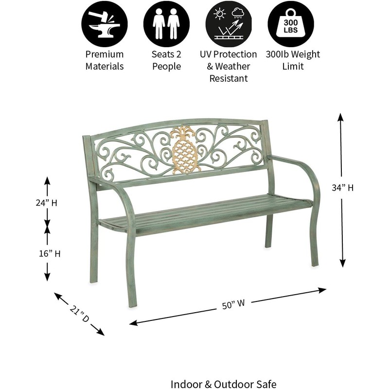 Evergreen Weatherproof Pineapple Outdoor Bench | Holds Up to 300