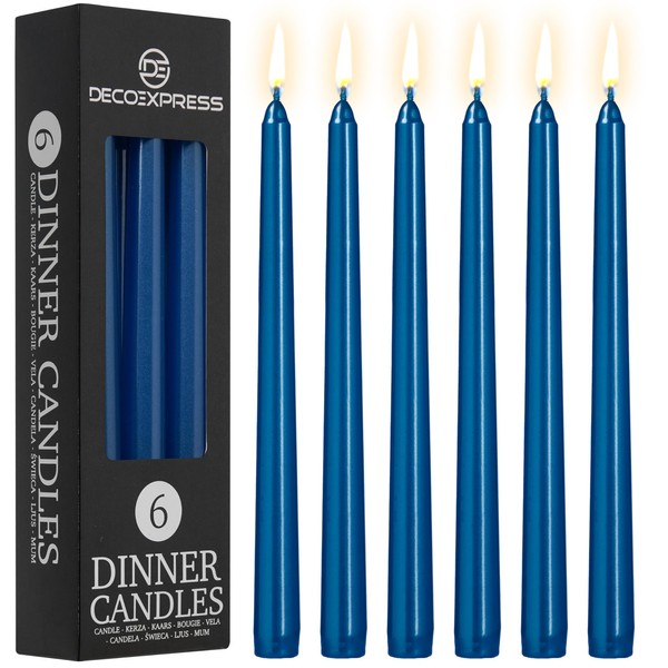 DECO EXPRESS Candles Set Classic Dripless Tapered Metallic Unscented 8H