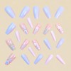 24Pcs Press on Nails Medium Coffin French Tip with Purple