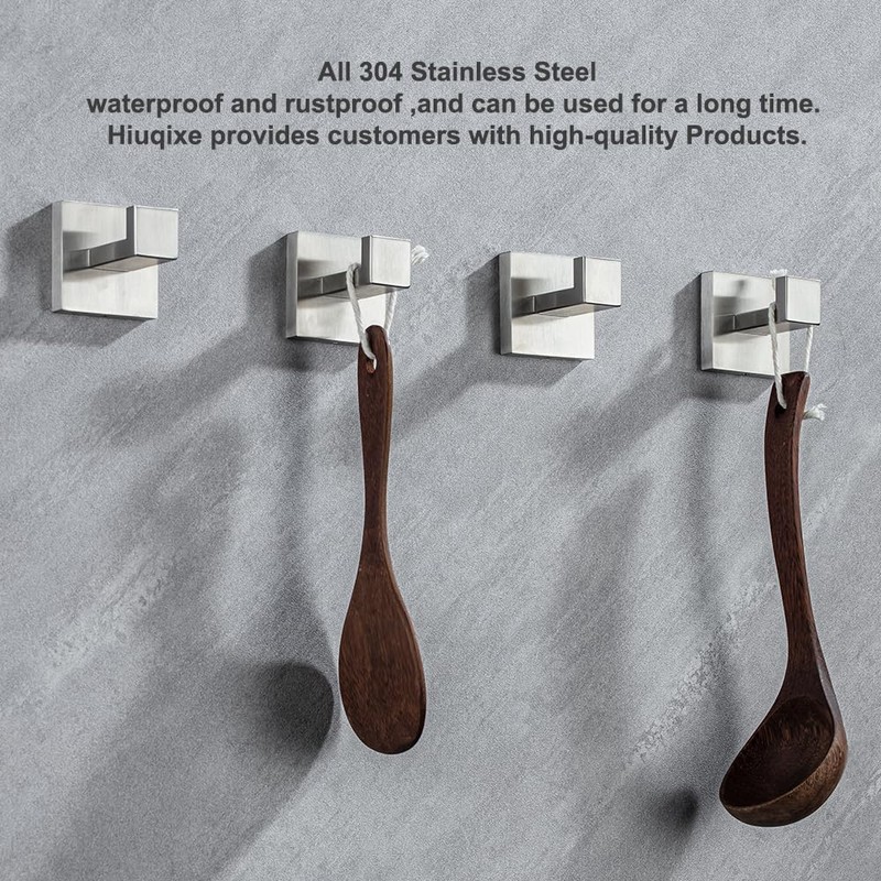 Hiuqixe 4 Pack Bathroom Towel Hook Brushed Nickel, Wall Mount