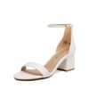 DREAM PAIRS Womens Low-Chunk Low Heel Pump Sandal,Size 7W,White/Pu,DWUWHS2502