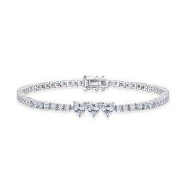 Leva Jewkis Sterling Silber Zirkonia Herz Tennis Armbänder für Frauen April Geburtsstein Edelstein Charme Lange 5A Zirkonia Edler Schmuck für Daily Waer 7 Zoll