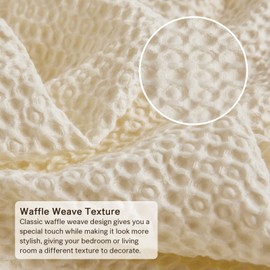 ZonLi Throw Blanket 57 x75 inch Breathable Waffle Weave Throw Blanket for Couch and Bed Versatile Cozy Blanket with Fringes Moderate Thickness and Suitable for Indoor & Outdoor (Beige)