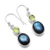 Silver Palace Sterling Silver Natural Labradorite,Peridot Drop Dangle Earrings for