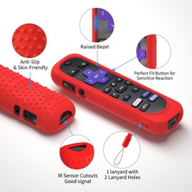 Silicone Remote Case Cover for Roku Ultra 2024/ Roku Pro/TCL/Hisense Voice Remote Control,Shockproof Washable Roku Rmote Cover with Lanyard (Glowblue+Glowgreen)