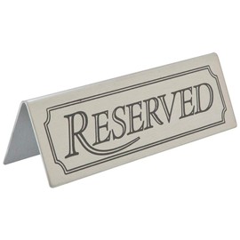 drinkstuff Reserved Sign - Set Of 5 | Stainless Steel Restaurant Table Signs | Reserved Tent Signs For Restaurants, Hotels And Cafes