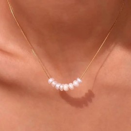 SAINT RAPHAËL Pearl Necklace for Women, Gold Freshwater Pearl Dainty Baroque, 18k Gold Plated over Stainless Steel