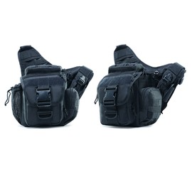 Klau Outdoor Sport Military Women and Men's Multi-functional Tactical Messenger Shoulder Bag with Patch for Hunting Hiking Camping Cycling Black