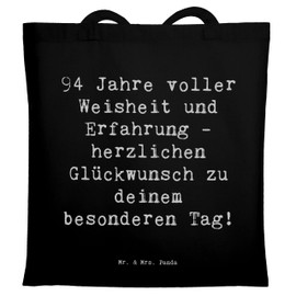 Mr. & Mrs. Panda Tragetasche Spruch 94. Geburtstag - Geschenk, wertvolle Momente, Erinnerungsgeschenk, Alles gut zum Geburtstag, liebevolle