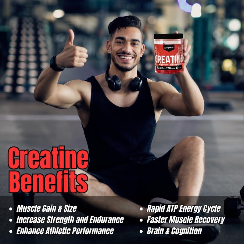 MYOTEC Creatine Monohydrate Gummies for Men & Women-5g of Creatine