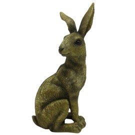 G&H Decor - 24cm Copper Sitting Garden Hare Statue - Hare Ornaments for the Home - Highly Detailed Lawn Ornament Figurine Suitable for Indoor or Outdoor Use - Bronze Animal Sculptures Gift Rabbit