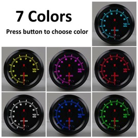 ESUPPORT Universal Car 2 inch 52mm Pointer Tacho Tachometer Gauge Meter Kit RPM 7 Color LED Light Indicator Dail Display Electrical