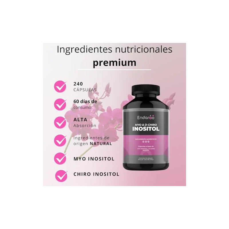 Inositol Natural Myo Chiro 240 Cápsulas 500 Relación Suplemento Origen