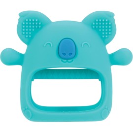 Nuby Manopla de dentición de silicona con agarre para la muñeca, 3 meses, hipopótamo