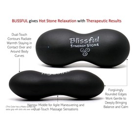 Blissful (Basalt Black)(Single) Synergy Stone - Contoured Hot Stone Massage Tool with Radiant Heat - Relaxing and Therapeutic for Neck, Back, Legs, Feet - Matte Surface for on Skin with Oil only