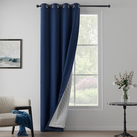 Navy Blue Soundproof Blackout Curtains, 50" x 96", 1 Panel