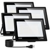 4 Pack 100W LED Flood Light Outdoor with Plug, IP66