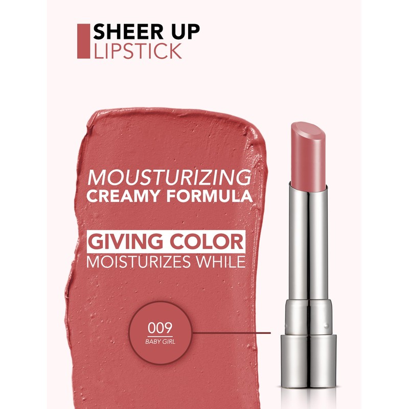 Flormar Sheer Up Lipstick 009 Baby Girl - Moisturising &