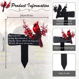 Cardinal Grave Decorations for Cemetery 11.8 X 7.87 Memorial Stakes for Cemetery Cemetery Memorial Stakes Metal Sympathy Stakes Memorial Gift for Garden Yard