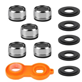 5 Piece Tap Aerator Kit with Installation Wrench - 24mm Male Thread Faucet Filter Nozzle & Bathroom Sink Insert for Soft Aerated Water Flow (Fits Kitchen, Bathroom & Shower Taps)