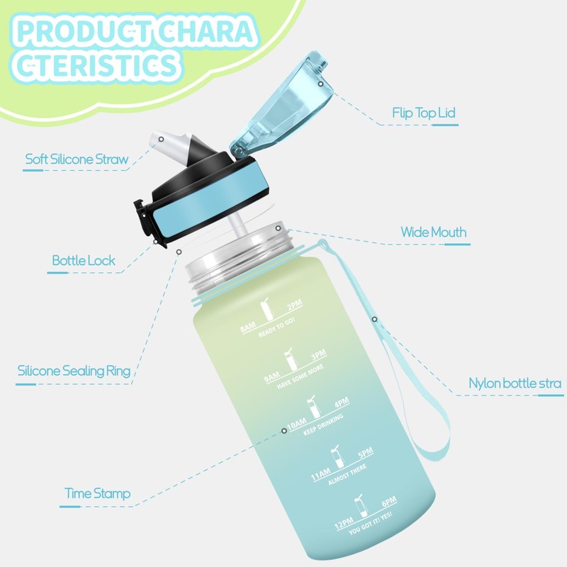 Motswedi Drinking Bottle with Straw, 0.5 L, BPA-Free, Leak-Proof, Suitable