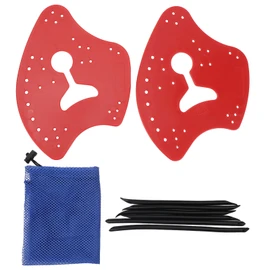 1 Pair Hand Paddles for Swim PP Silicone Adjustable Hand Fin Flipper Flat Paddle Swimming Training Aid for Men Women Children Red M