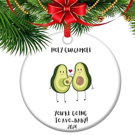 Holy guacamole you're going to avo baby announcement Ornament, New parents congratulations Gift, Avocado Ornament Cute Avocado illustration