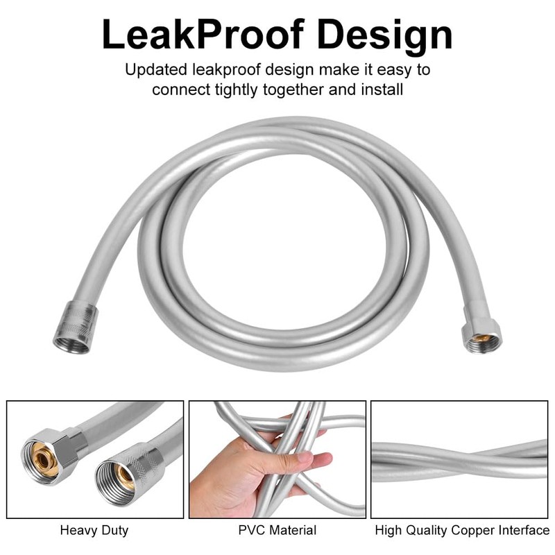 OSDUE Shower Hose, 1.5m PVC Universal Shower Pipe Anti-Kink, Standard