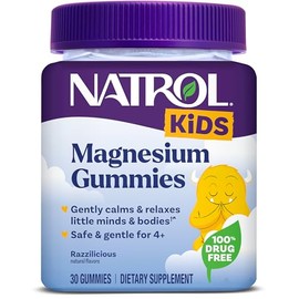 Natrol Kids Magnesium Citrate Gummies, Gently Calm and Relax Little Minds and Bodies, Plus Support Healthy Muscle Relaxation and Function, 30 Razzilic