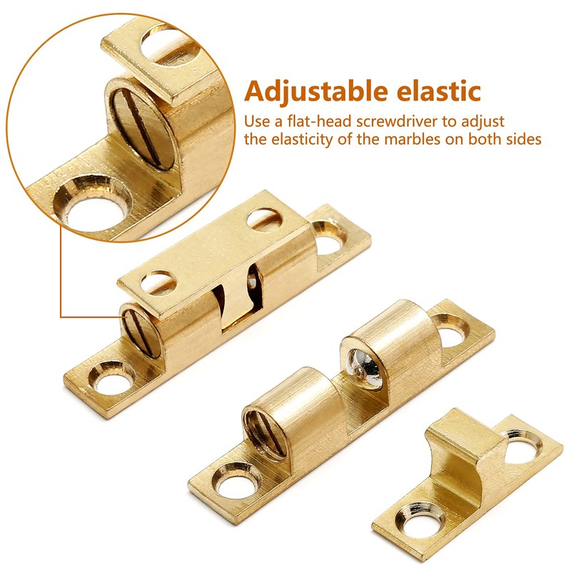 Uenhoy 10 Pcs Solid Brass Cabinet Door Catch, Dual Ball