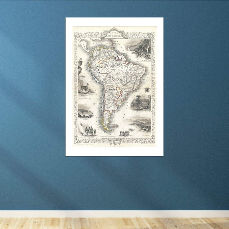 Spiffing Prints Tallis Map of South America 1850