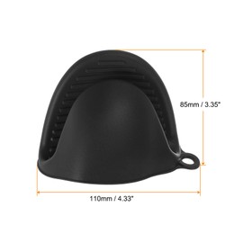 HARFINGTON 4pcs Thickened Mini Oven Gloves, Heat Resistant Silicone Oven Mitts Finger Pinch Grips Pot Holder for Kitchen, Cooking, Baking, BBQ Heat Resistant Gloves, Black