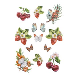 Ideen mit Herz Sticker sheet 3D relief stickers, high-quality embossed with 3D effect, DIN A4 sheet with various motifs (berry variety 03)