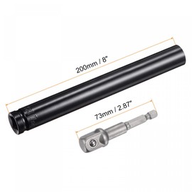 sourcing map 1/2" Drive Socket Accessory Set, 17mm Deep 6-Point Impact Socket 8" Length and 1/4" Hex Shank Adapter