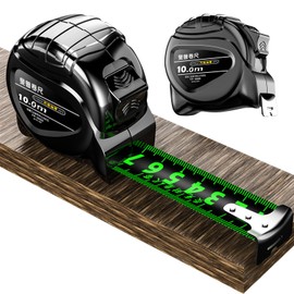 10M/32.8ft Fluorescent Steel Tape Measure, Stainless Steel Retractable Tape Measure, Width 25mm Waterproof Tape Measure, Thicken Ruler Tape, Easy To Read Self-Lock Measuring Tape Measure, Black