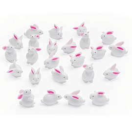 Exasinine Mini Rabbit Easter Bunny Miniature Figure Animal Model Fairy Garden Miniature Moss Landscape DIY Terrarium Craft Ornament Home Decoration Accessories (Rabbit,Pack of 20)