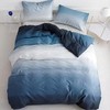 Houseri White Blue Gradient Duvet Cover Queen Dark Blue Bedding