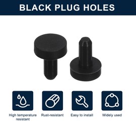 sourcing map 16 Pieces Black Rubber Stopper, 3mm Plug Holes for 2.5-2.8mm/0.1-0.11" Hole