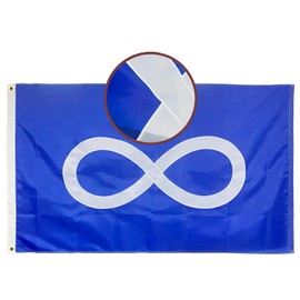 Rhungift Premium Blue Metis Nation Flag 3x5 Ft Embroidered, Double Sided Longest Lasting Oxford Nylon 210D | Quadruple Stitched Fly Ends|Infinity Symbol Blue MÉTIS Flags 90x150cm House Decoration Banner