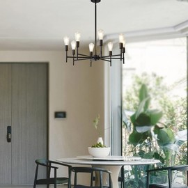 XILICON Black Chandelier Sputnik Lighting Fixture Vintage Metal Modern Style Chandelier 8 Lights