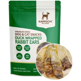 KAPPOCHI Freeze Dried Raw Duck Wrapped Rabbit Ear Pet Treats, Single Ingredient, Gluten Free (3.5 Ounce (Pack of 1), Duck Wrapped Rabbit Ear)