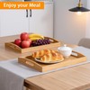 2 Pack Bamboo Serving Tray with Handles, Portable Bed Tray