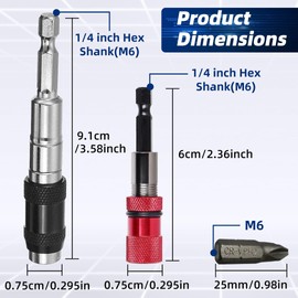 Pack of 2 Quick Change Bit Holder Magnetic Swivel Bit Tip Holder + Drywall Bit Holder 1/4 Inch Hex Shank Drywall Tool with 2 PH2 Bits, KEPKKU Drywall Screwdriver Attachment