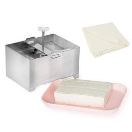 Tofu Press, Tofu Press Stainless Steel with Cheese Cloth and Drip Tray for Homemade Firm Tofu, Paneer Maker & Cheese Press - Efficient Water Removal, Dishwasher Safe